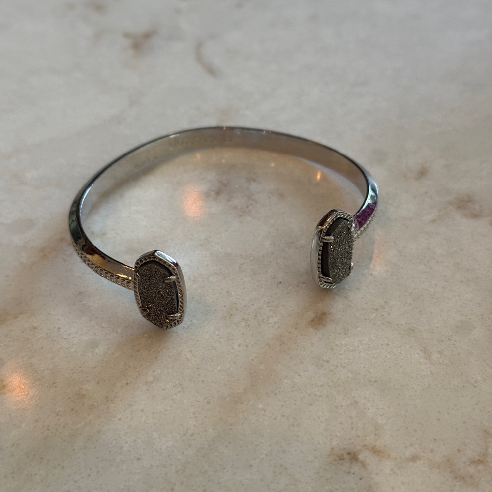 Kendra Scott Elton Silver Cuff Bracelet in Platinum Drusy